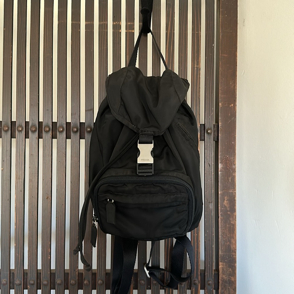 Authentic Prada small Tessuto drawstring backpack